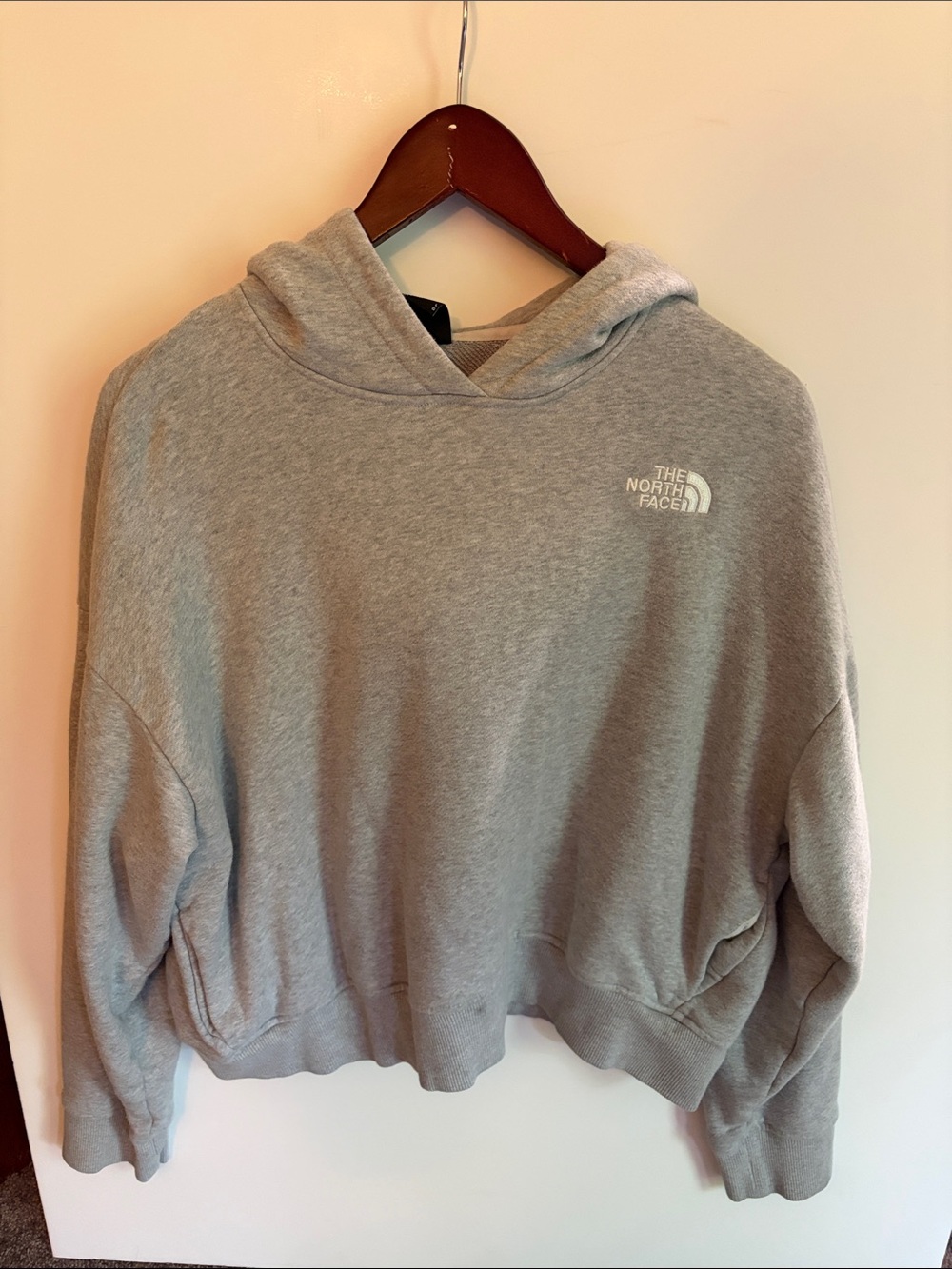 The North Face Light Gray Cropped Hooded Sweatshirt